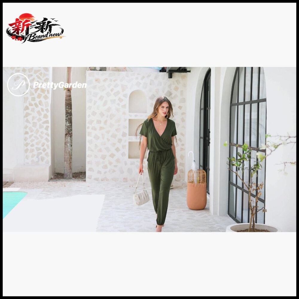 Polyester Viscose Elastane Jumpsuit Short Sleeve … - image 6